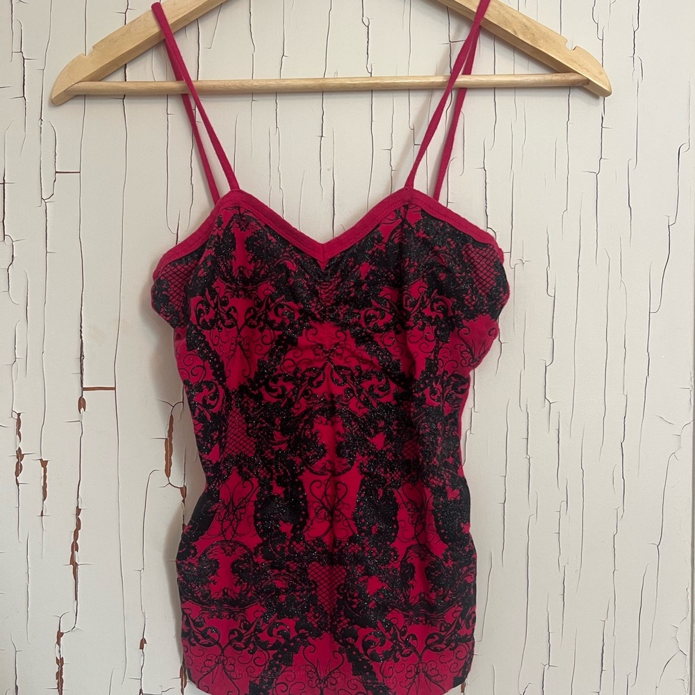 Baby Phat Pink and Black Camisole with Spaghetti Straps